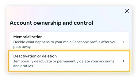 Select Deactivation or deletion.