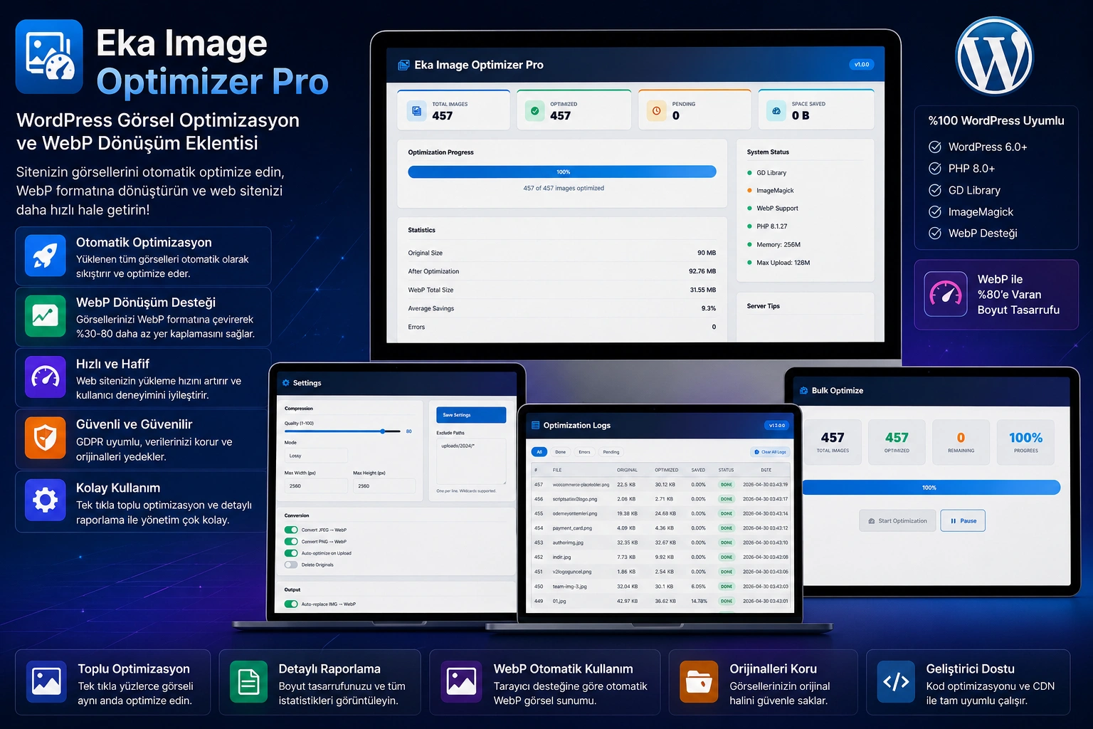 Eka Image Optimizer Pro – WordPress Görsel Optimizasyon ve WebP Dönüşüm Eklentisi