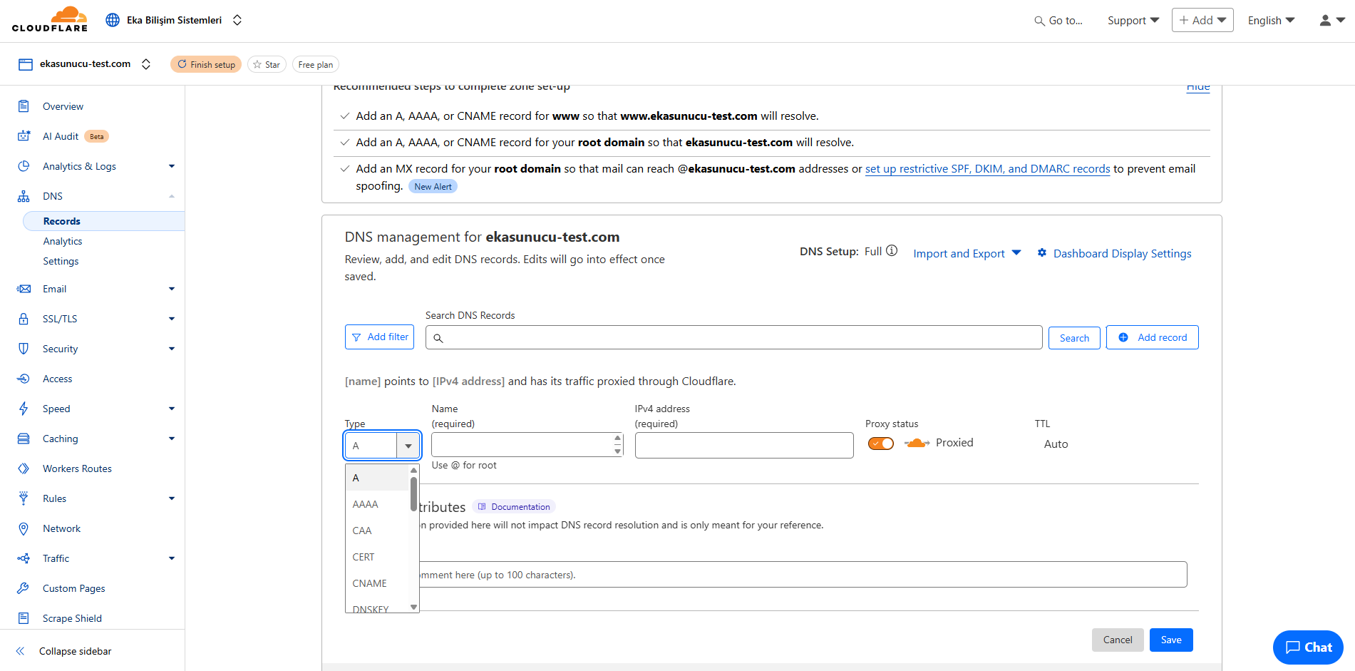 Cloudflare DNS Yönetimi