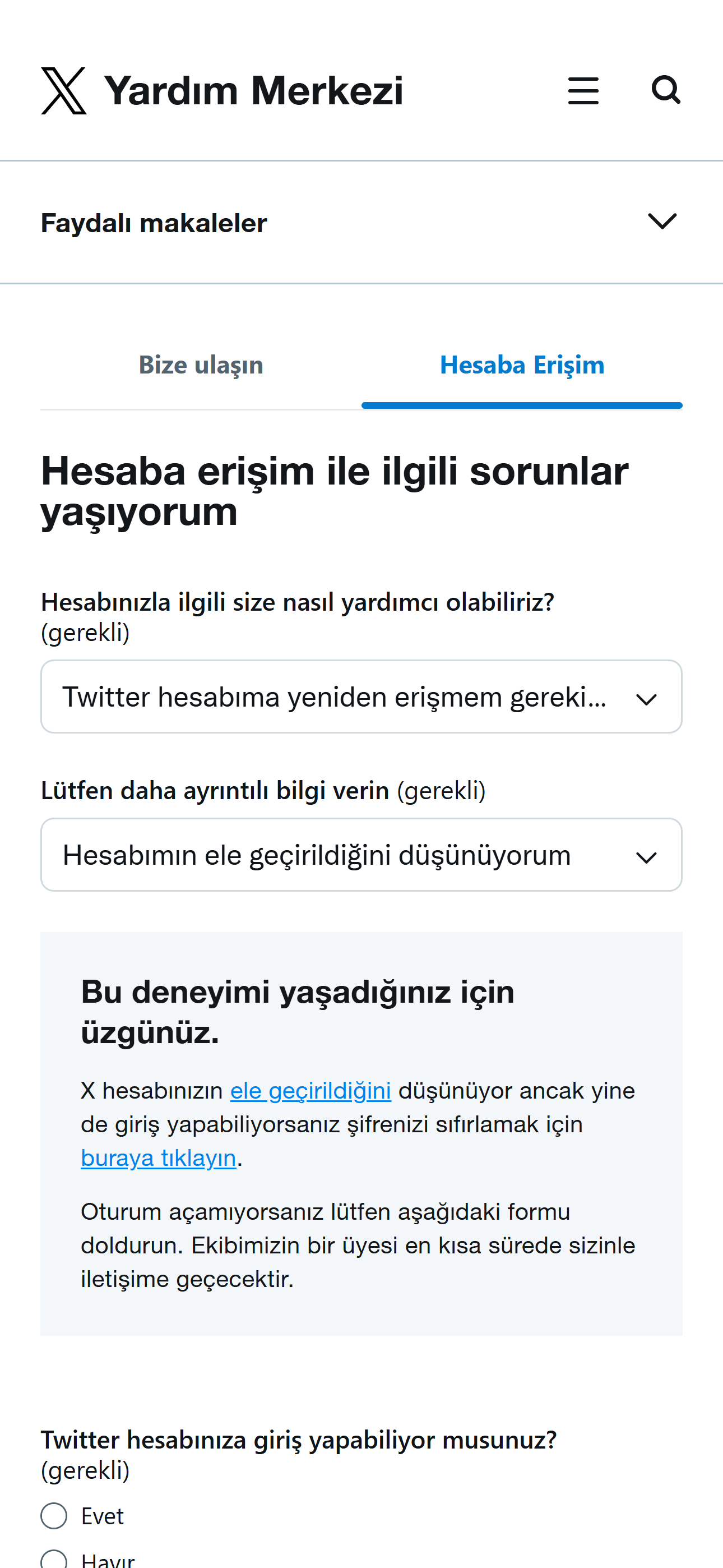 Twitter Çalınan Hesap Kurtarma