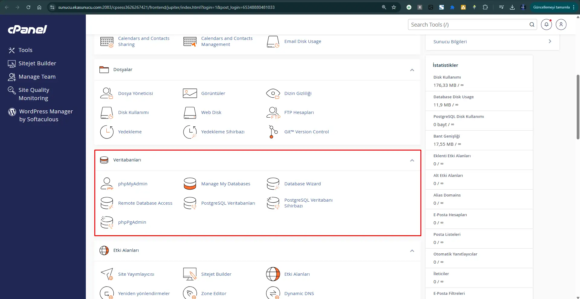 cPanel Veritabanı Oluşturma