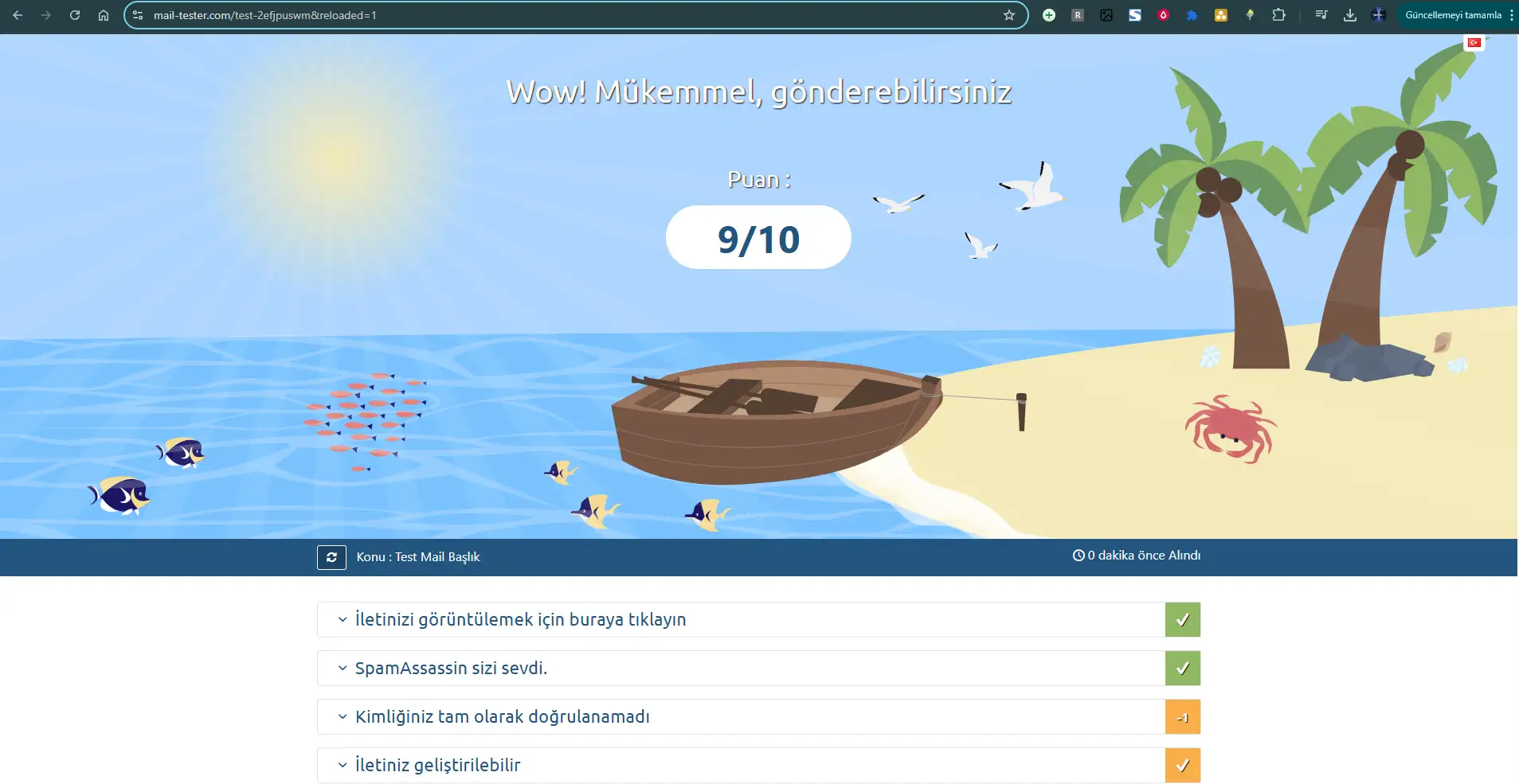 Mail Tester Güvenilirlik Kontrolü