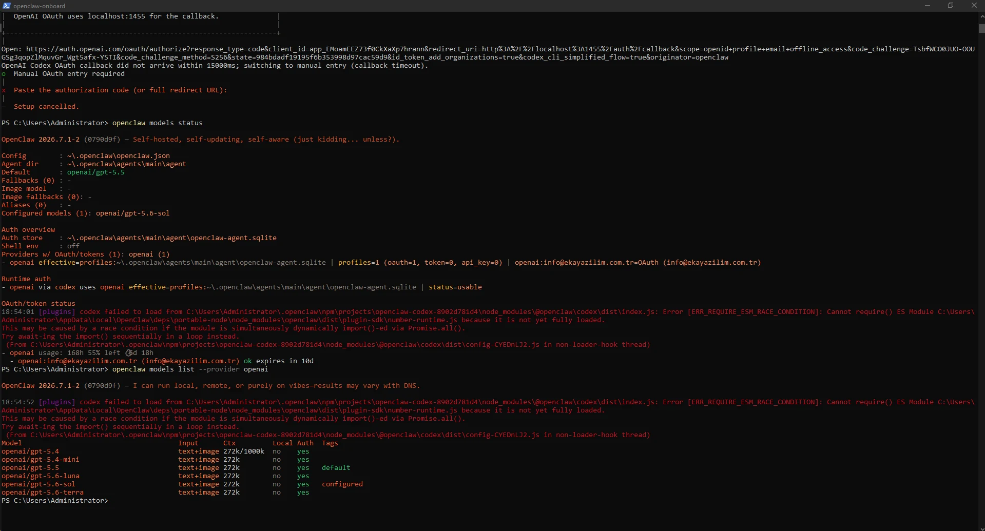 Windows ortamında görülen Codex plugin ERR_REQUIRE_ESM_RACE_CONDITION uyarısının kaydı. Windows ortamında görülen Codex plugin ERR_REQUIRE_ESM_RACE_CONDITION uyarısının kaydı.